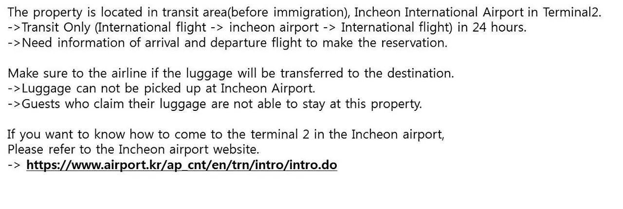 Terminal 2 Transit Hotel Incheon Airport